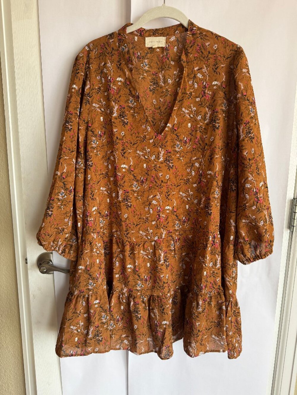 Melloday Womens Floral Brown Dress in XL